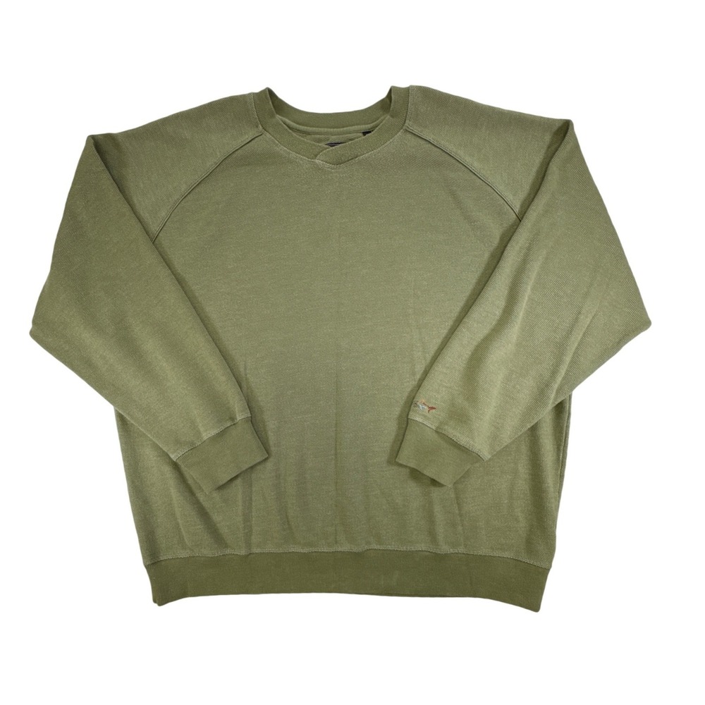 Greg Norman Mens XXL Olive Green Textured Knit Fleece Lined Pullover Sweatshirt